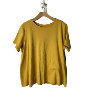 Eileen Fisher Yellow Organic Cotton Basic Short Sleeve Crew Tee Size X-Large